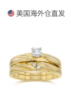 自营 pompeii31/4CT 钻石订婚结婚戒指套装 10K 黄金 - 10k 黄金