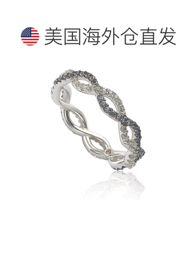 自营 Suzy Levian 纯银蓝宝石和钻石口音交叉表带 - 蓝色 美国奥