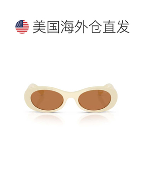 自营miu miu大胆大椭圆形太阳镜，饰有金色徽标细节-中性色 美国