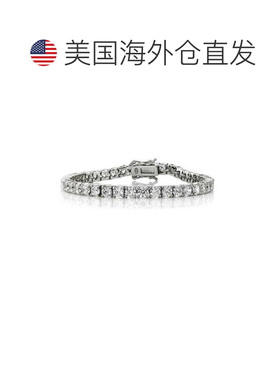 自营GENEVIVE 纯银立方氧化锆网球手链 - 银白色 美国奥莱直发