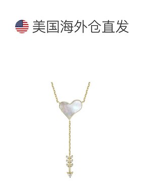 自营 genevive14k 镀金纯银镶嵌钻石方晶锆石和珍珠母丘比特之箭