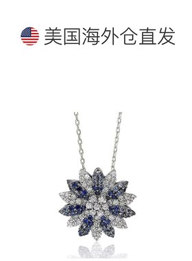 自营 925 纯银小花吊坠 Suzy Levian 蓝宝石和钻石配饰 - 蓝色 美