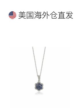 自营 Suzy Levian 纯银蓝宝石和钻石装饰花卉吊坠 - 蓝色 美国奥