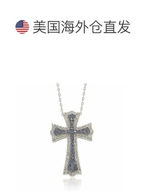 自营 Suzy Levian 纯银蓝宝石和钻石口音十字吊坠 - 蓝色 美国奥