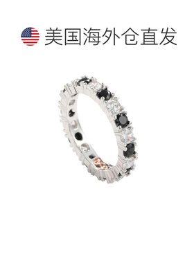 自营Suzy Levian 纯银方晶锆石黑色交替永恒戒指 - 黑色 美国奥莱