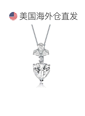 自营genevive纯银透明立方氧化锆口音心形吊坠项链 - 白色 美国奥