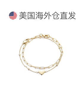 自营adornia14k Gold Plated Chain and Heart Bracelet Set - go