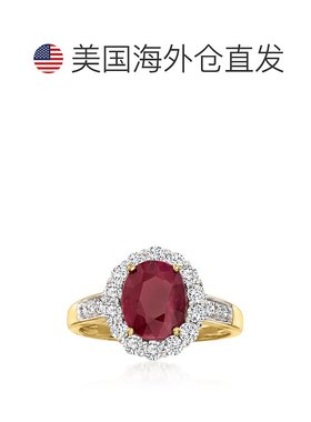 自营 ross-simons罗斯-西蒙斯缅甸红宝石和 . 18kt 黄金钻石戒指