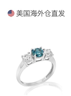 自营 vir jewels2 克拉 3 石蓝色和白色钻石订婚戒指 10K 白金 -