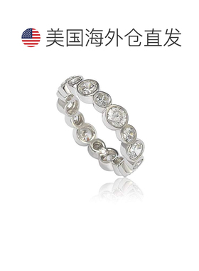 自营Suzy Levian 纯银方晶锆石多圈表圈套装永恒带 - 白色 美国奥