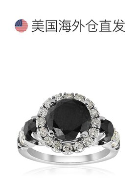 自营pompeii35 克拉黑白钻石光环订婚戒指 14k 白金 - 14k 白金