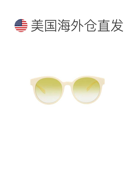 自营alexander mcqueen圆形框醋酸酯太阳镜-白色-白色-黄色 【美