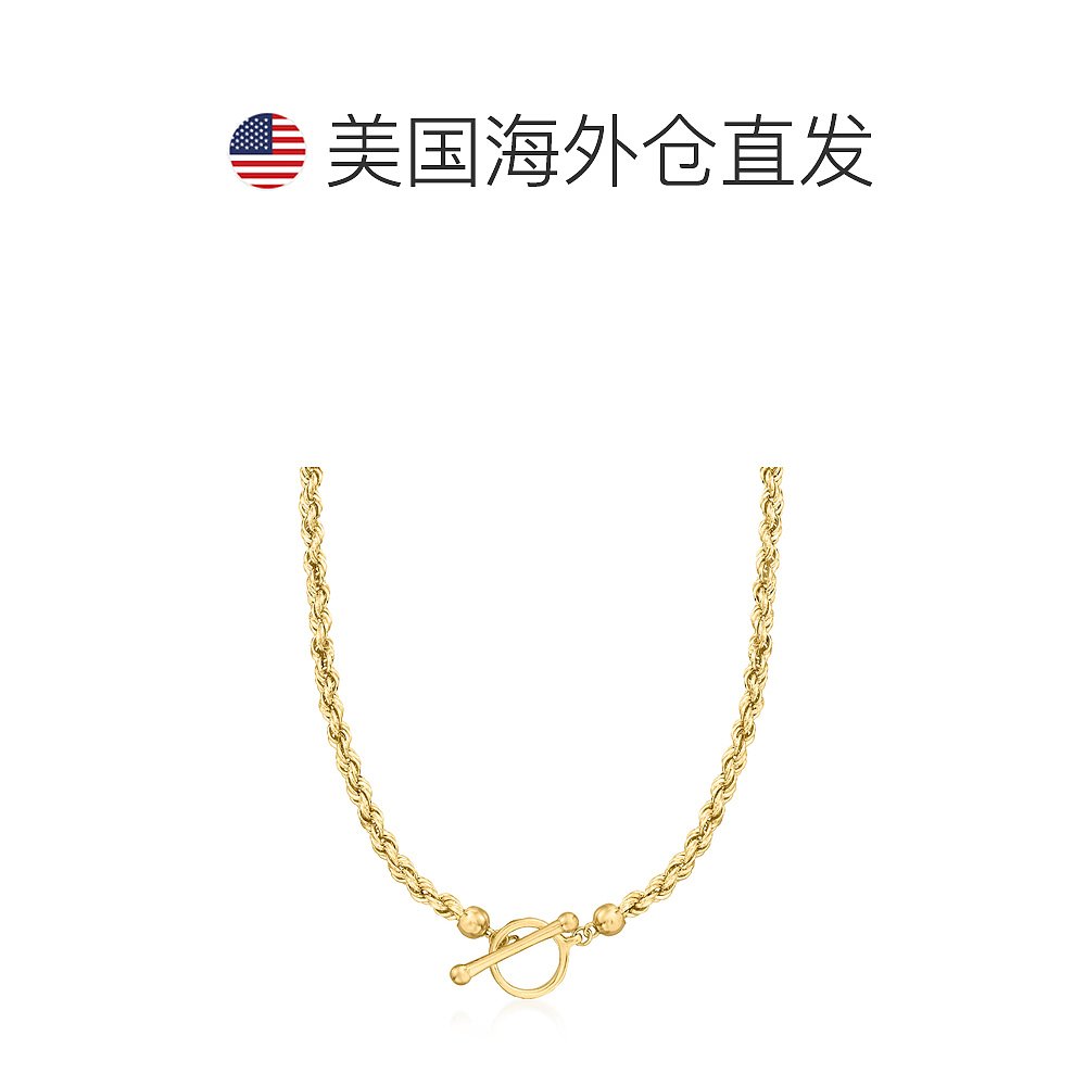 Ross-Simons 18kt Gold Over Sterling Rope Chain Toggle Neckla - 图1