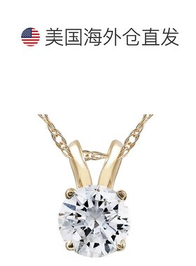 自营pompeii3VS 1 1/2 克拉实验室生长黄金项链认证钻石单石吊坠