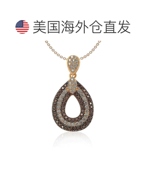 自营Suzy Levian Rose 纯银棕色和白色方晶锆石泪珠吊坠 - 棕色