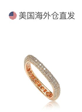 自营 Suzy Levian 玫瑰纯银方晶锆石现代密钉方形永恒戒指 - 粉红