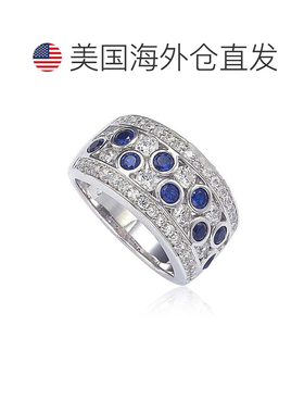 自营Suzy Levian 蓝宝石和钻石纯银和 18K 金戒指 - 蓝色 美国奥