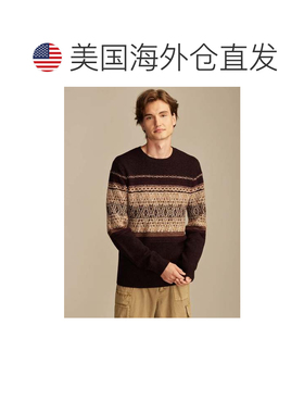 自营Lucky Brand Men's Intarsia Crew Neck Sweater - dark red