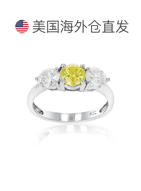 自营 vir jewels2 克拉 3 石黄色和白色钻石订婚戒指 14K 白金 -