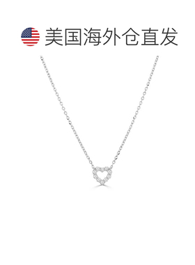 自营sabrina14K White Gold Diamond Open Heart Necklace 0.25 i