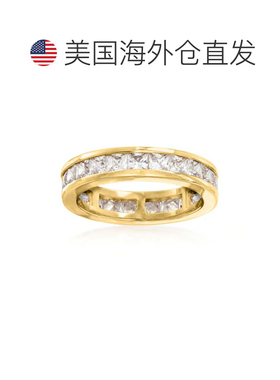 自营Ross-simons CZ永恒乐队，18kt黄金，纯银白色 美国奥莱直发