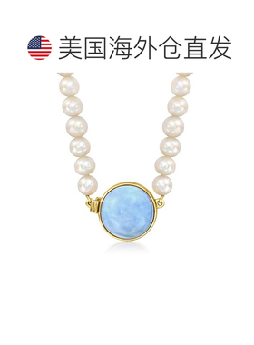 自营Ross-Simons Blue Opal and 5.5-6mm Cultured Pearl Necklac