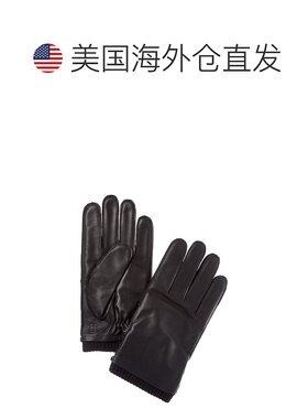 自营Bruno Magli羊绒衬里皮革手套-黑色 美国奥莱直发