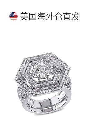 自营 Mimi & Max 2ct TW Double Halo Geometric Diamond Bridal