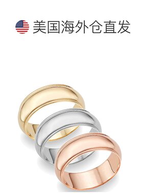 自营 pompeii39mm Milgrain Plain High Polished Dome Wedding B