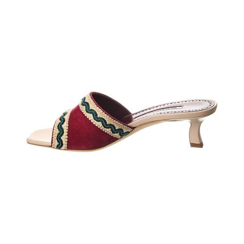 自营Manolo Blahnik Marebis 50 Suede Sandal - red 美国奥莱直 - 图2