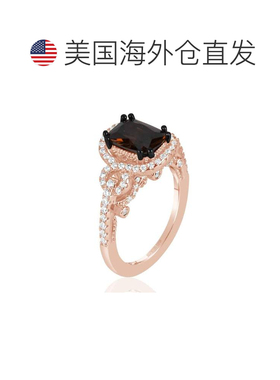 自营 Suzy Levian Rose 纯银棕色巧克力和白色立方氧化锆订婚戒指