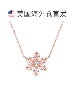自营mimi & max2 3/8 CT TGW 摩根石和钻石重音花卉吊坠带链 10k