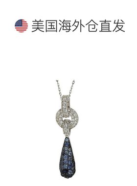 自营 Suzy Levian 纯银蓝宝石和钻石口音密钉泪滴吊坠 - 蓝色 美