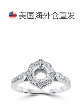 自营 pompeii3POMPEII 1/5 克拉复古光环钻石订婚戒指镶托 14k 白