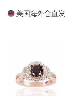 自营 Suzy Levian Rose 纯银棕色巧克力和白色立方氧化锆订婚戒指