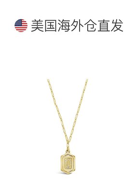 sterling foreverHexagon Tag Initial Necklace - gold-a 【美国