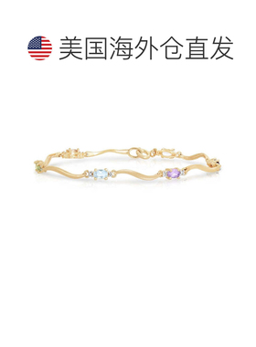 自营genevive纯银配 3 毫米彩色方晶锆石网球手链 - 白色 美国奥