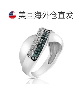 自营vir jewels 2/3 cttw 蓝色和白色钻石结婚戒指 .925 纯银铑 -