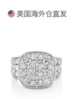 自营 vir jewels2 cttw 钻石订婚戒指垫形带 2 排 14K 白金新娘 -