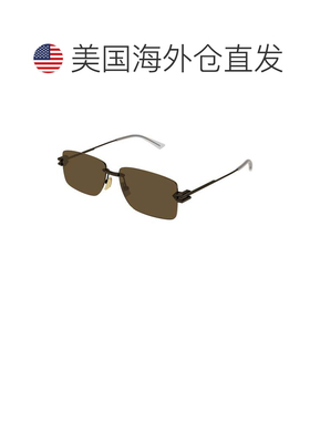 自营bottega veneta金色Bv1126s无框矩形太阳镜-绿色 美国奥莱直