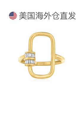 自营Ross-Simons 18kt 金镀在纯银上锥形长方形钻石椭圆登山扣环