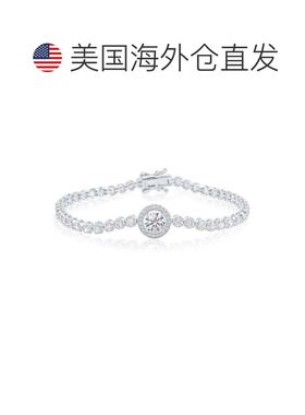 自营simonaSterling Silver, Round Halo CZ Tennis Bracelet - s