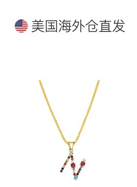 adornia14K 镀金多色宝石字母项链 - 金色 - n 【美国奥莱】直发