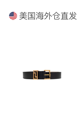 自营versace丝质尼龙腰带，搭配几何金色调带扣-黑色 美 美国奥