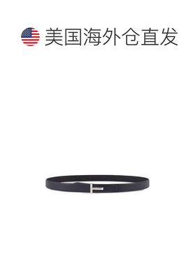 自营tom ford修身织纹皮革腰带，搭配水平 “t” 扣环-黑色 美国