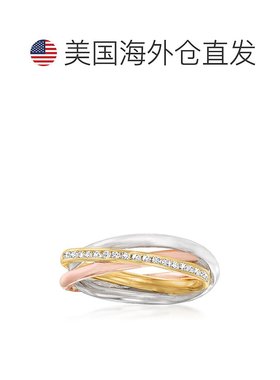 自营 Ross-Simons 三色纯银钻石滚轮戒指 白色 美国奥莱直发