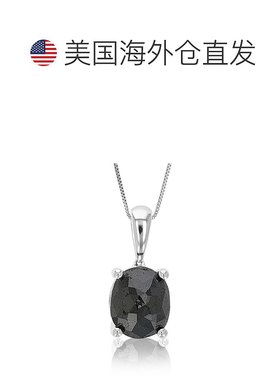 自营 vir jewels3.50 克拉椭圆形黑色钻石吊坠项链纯银带链 - 银