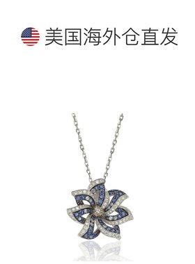 自营 925 纯银小花吊坠 Suzy Levian 蓝宝石和钻石配饰 - 蓝色 美