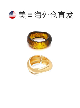 自营adorniaGold Chunky Brown and Gold Bangle Set - brown 美