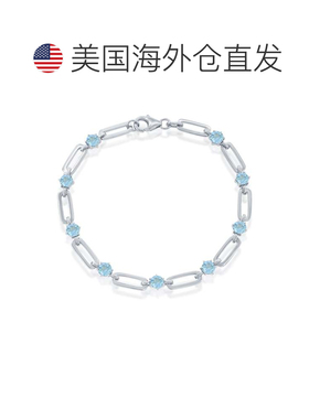 自营simona925 纯银 5 毫米圆形回形针手链 - 蓝色 美国奥莱直发